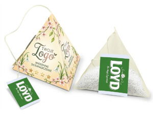 Herbata w piramidce (zawieszka handlowa)