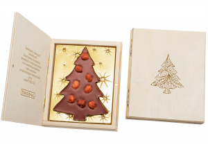 Christmas Tree with Hazelnuts in Wood